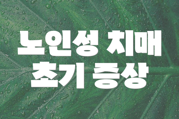 노인성 치매 초기 증상