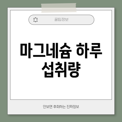 마그네슘 하루 섭취량
