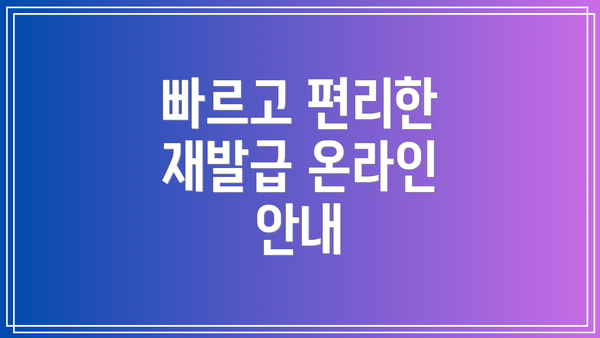 빠르고 편리한 재발급 온라인 안내