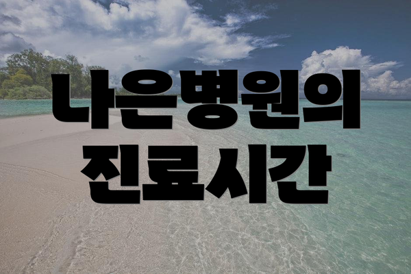 나은병원의 진료시간