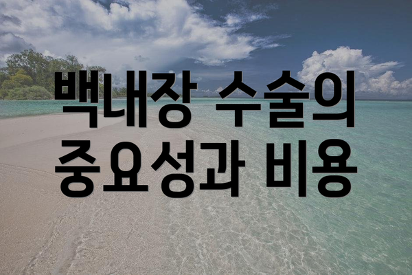 백내장 수술의 중요성과 비용