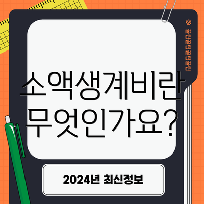 소액생계비란 무엇인가요?