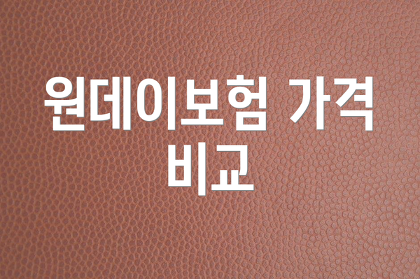 원데이보험 가격 비교