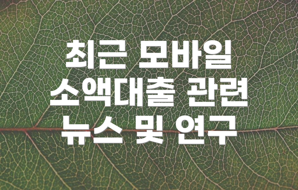 최근 모바일 소액대출 관련 뉴스 및 연구