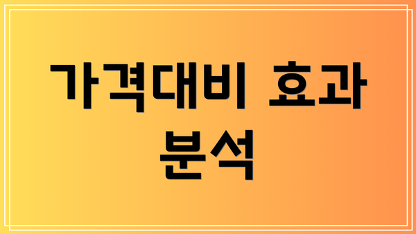 가격대비 효과 분석