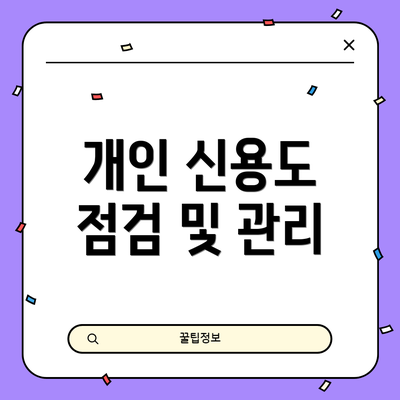 개인 신용도 점검 및 관리