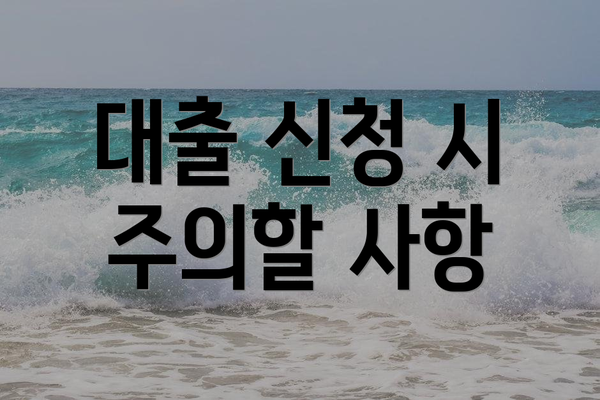 대출 신청 시 주의할 사항