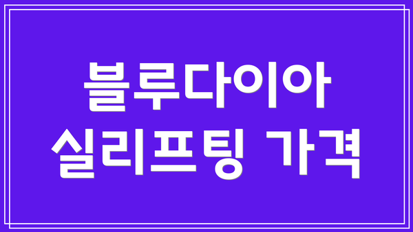블루다이아 실리프팅 가격
