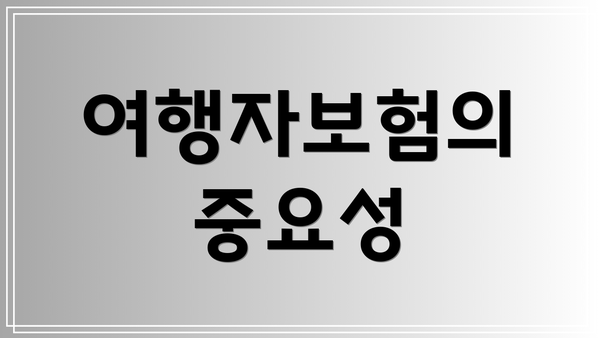 여행자보험의 중요성