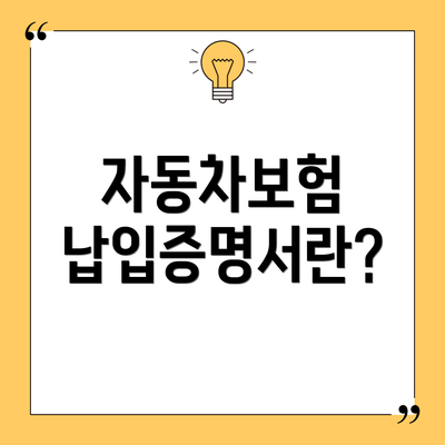 자동차보험 납입증명서란?