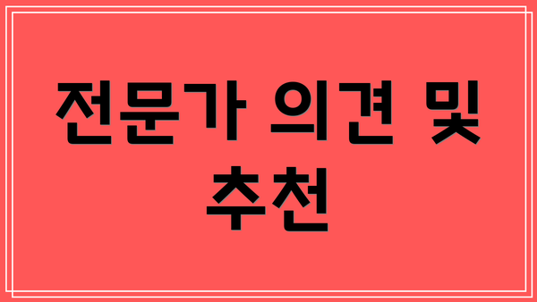 전문가 의견 및 추천