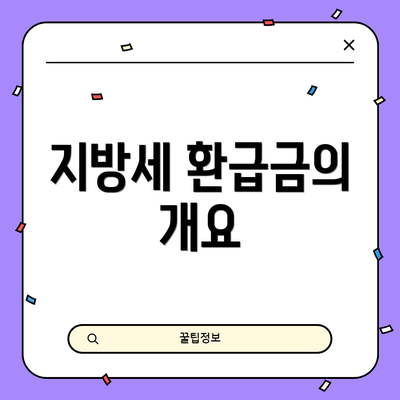 지방세 환급금의 개요