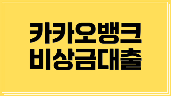 카카오뱅크 비상금대출