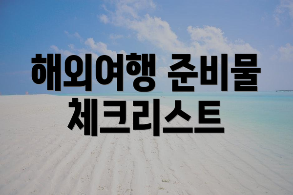 해외여행 준비물 체크리스트