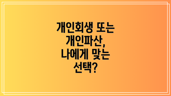 개인회생 또는 개인파산, 나에게 맞는 선택?