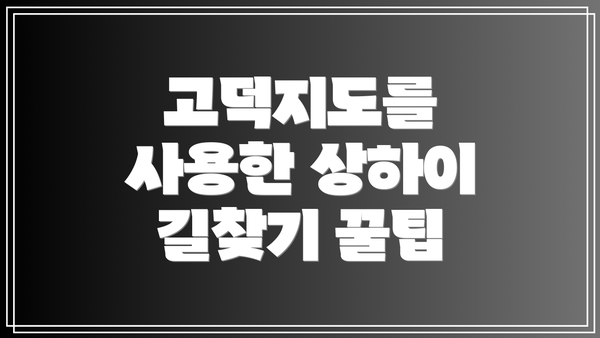 고덕지도를 사용한 상하이 길찾기 꿀팁