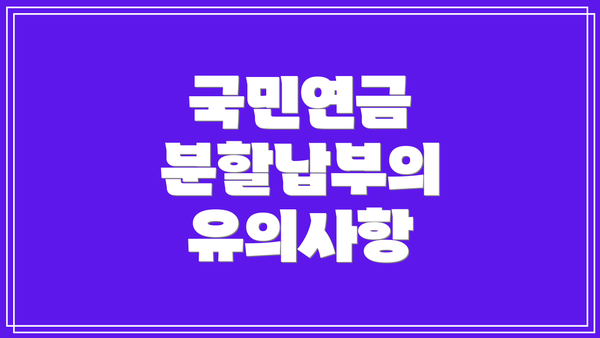 국민연금 분할납부의 유의사항