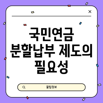 국민연금 분할납부 제도의 필요성