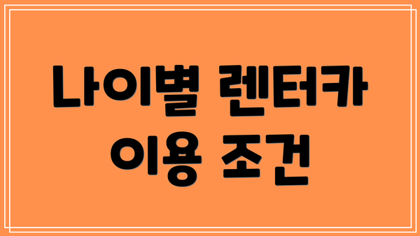 나이별 렌터카 이용 조건