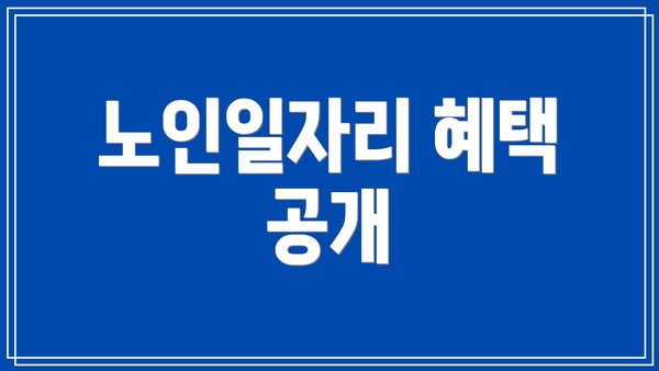 노인일자리 혜택 공개