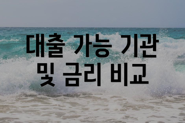 대출 가능 기관 및 금리 비교