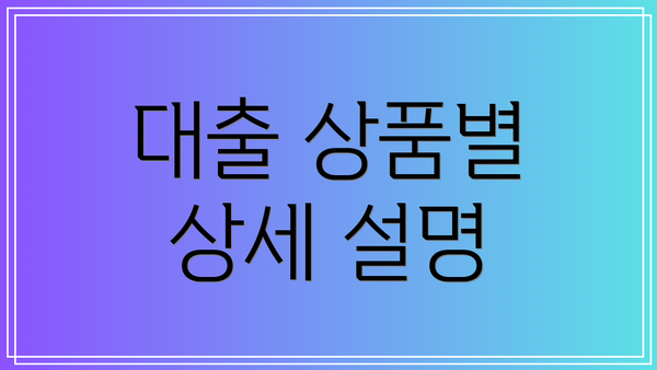대출 상품별 상세 설명