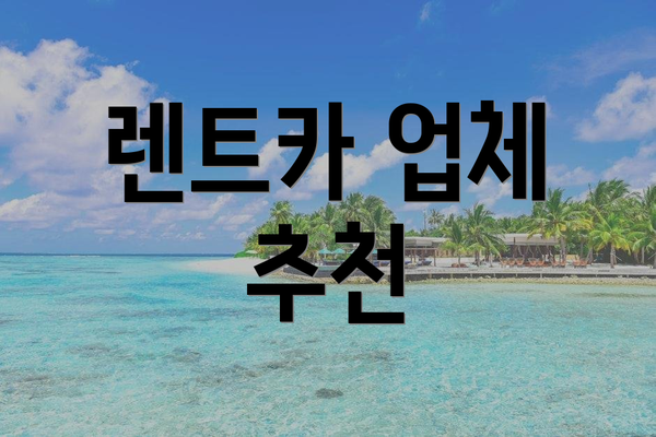렌트카 업체 추천
