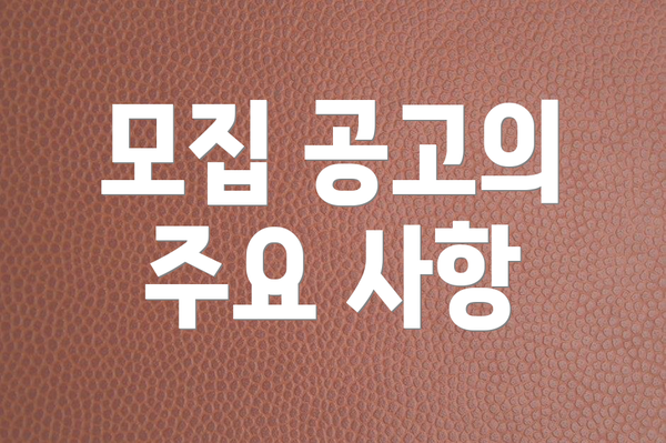 모집 공고의 주요 사항