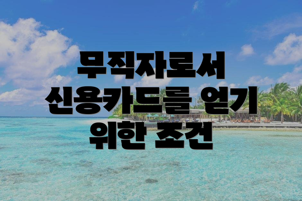 무직자로서 신용카드를 얻기 위한 조건