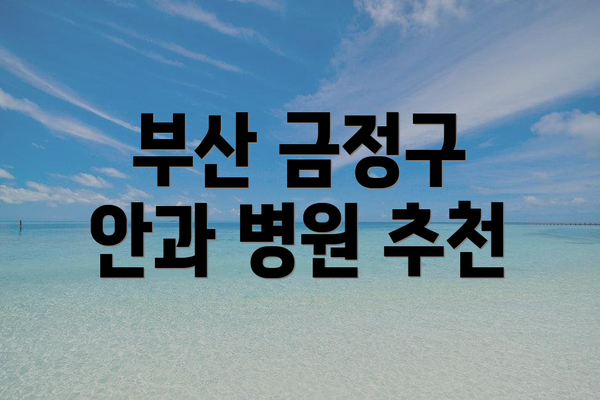 부산 금정구 안과 병원 추천