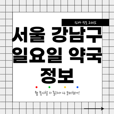 서울 강남구 일요일 약국 정보