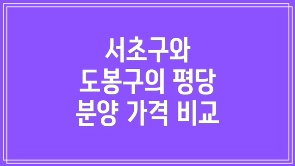서초구와 도봉구의 평당 분양 가격 비교