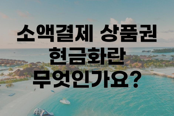 소액결제 상품권 현금화란 무엇인가요?