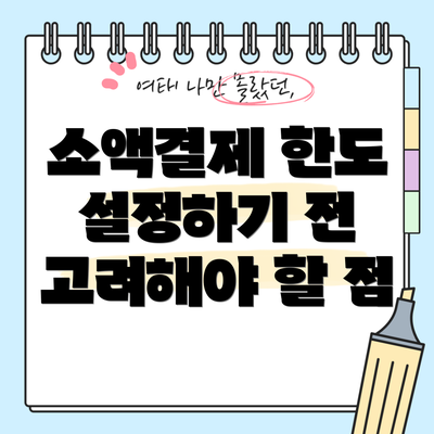 소액결제 한도 설정하기 전 고려해야 할 점