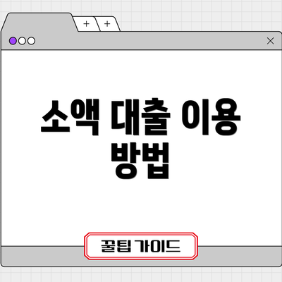 소액 대출 이용 방법