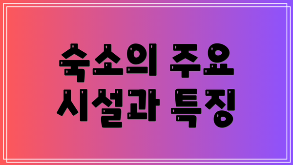 숙소의 주요 시설과 특징