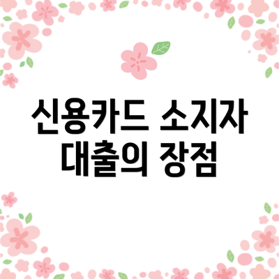 신용카드 소지자 대출의 장점