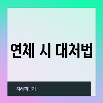 연체 시 대처법
