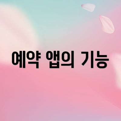 예약 앱의 기능