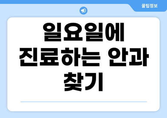 일요일에 진료하는 안과 찾기