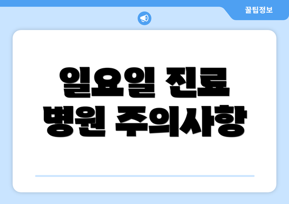 일요일 진료 병원 주의사항