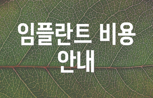 임플란트 비용 안내