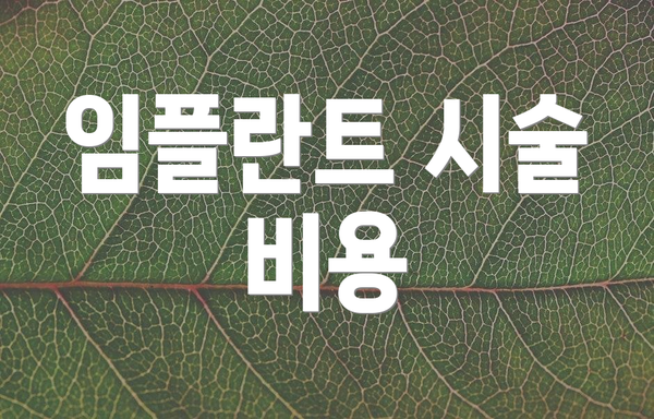 임플란트 시술 비용