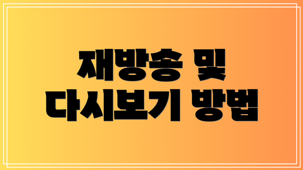 재방송 및 다시보기 방법