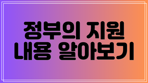 정부의 지원 내용 알아보기