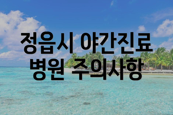 정읍시 야간진료 병원 주의사항