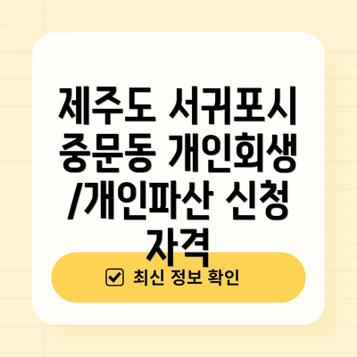 제주도 서귀포시 중문동 개인회생/개인파산 신청 자격
