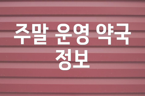 주말 운영 약국 정보