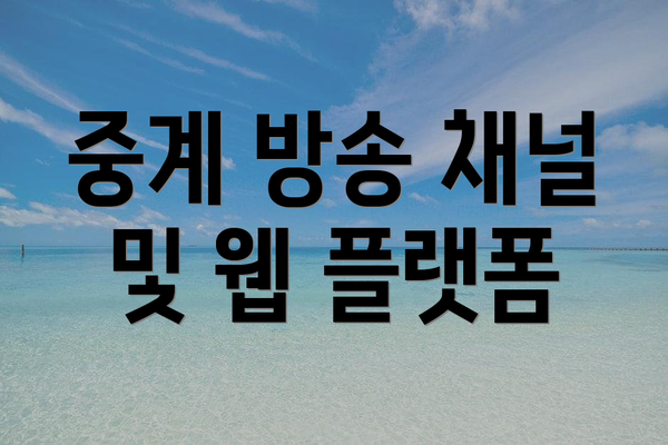 중계 방송 채널 및 웹 플랫폼