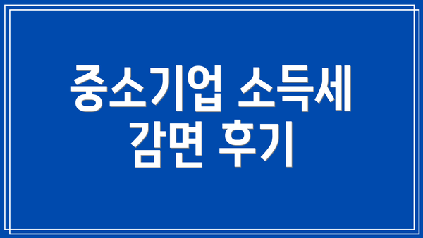 중소기업 소득세 감면 후기